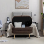 Panca contenitore pouf con gambe in legno, panca ovale da fondo letto interna con piedini regolabili per soggiorno