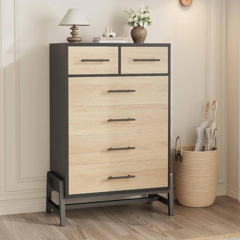 Cassettiera alta autoportante a 4+2 cassetti per camera da letto