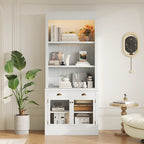 Libreria Alta Versatile con Illuminazione a LED e Diverse Opzioni di Archiviazione per la Casa