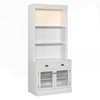 Libreria Alta Versatile con Illuminazione a LED e Diverse Opzioni di Archiviazione per la Casa