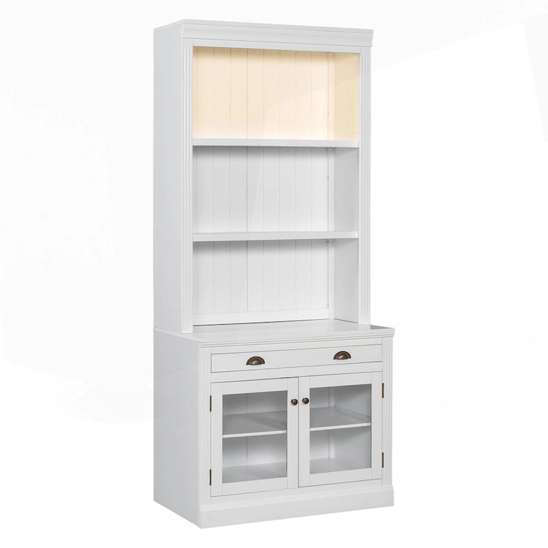 Libreria Alta Versatile con Illuminazione a LED e Diverse Opzioni di Archiviazione per la Casa