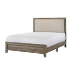 Testiera imbottita in tessuto con finitura grigia, trapuntata, con borchie, 1 pezzo, letto matrimoniale Queen Size, bellissimi mobili in legno per camera da letto
