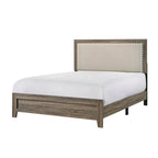 Testiera imbottita in tessuto con finitura grigia, trapuntata, con borchie, 1 pezzo, letto matrimoniale Queen Size, bellissimi mobili in legno per camera da letto