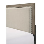 Testiera imbottita in tessuto con finitura grigia, trapuntata, con borchie, 1 pezzo, letto matrimoniale Queen Size, bellissimi mobili in legno per camera da letto