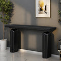 Consolle curva in legno di acacia con gambe scultoree minimaliste