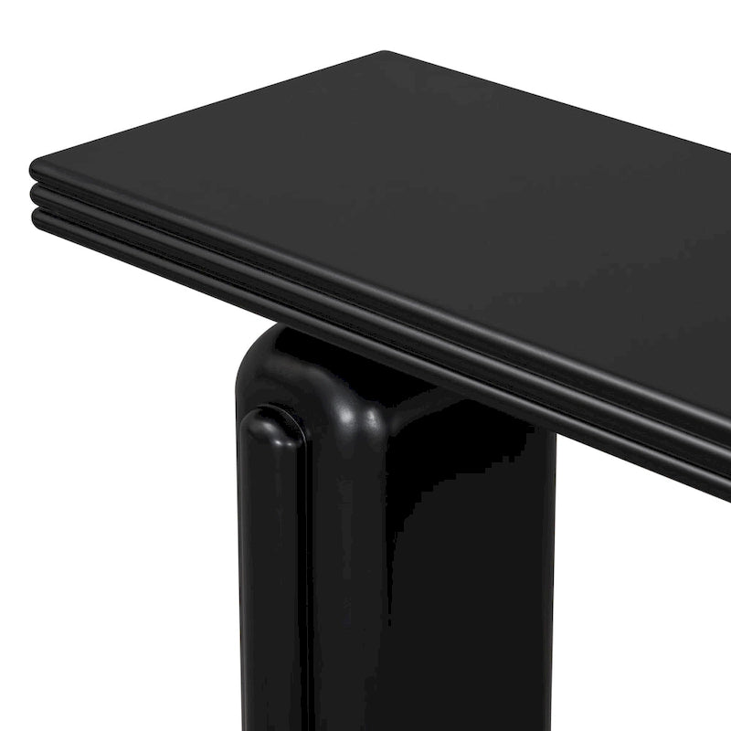 Consolle curva in legno di acacia con gambe scultoree minimaliste