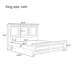 Letto a piattaforma in pino massello in stile tradizionale di colore bianco, dimensioni King Size, con doghe in legno per camera da letto