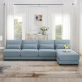 Divano sezionale a L a 4 posti blu da 120", divano moderno in tessuto per soggiorno con chaise longue