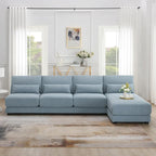 Divano sezionale a L a 4 posti blu da 120", divano moderno in tessuto per soggiorno con chaise longue