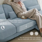 Divano sezionale a L a 4 posti blu da 120", divano moderno in tessuto per soggiorno con chaise longue