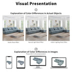 Divano sezionale a L a 4 posti blu da 120", divano moderno in tessuto per soggiorno con chaise longue