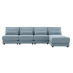 Divano sezionale a L a 4 posti blu da 120", divano moderno in tessuto per soggiorno con chaise longue