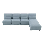 Divano sezionale a L a 4 posti blu da 120", divano moderno in tessuto per soggiorno con chaise longue
