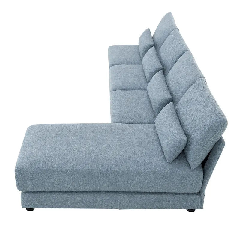 Divano sezionale a L a 4 posti blu da 120", divano moderno in tessuto per soggiorno con chaise longue