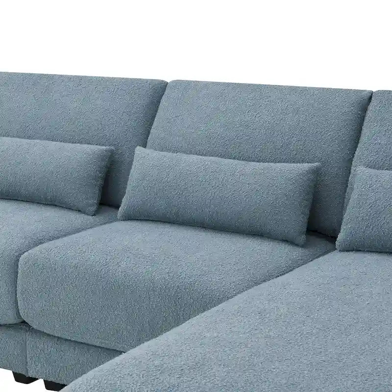 Divano sezionale a L a 4 posti blu da 120", divano moderno in tessuto per soggiorno con chaise longue