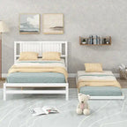 Letto a piattaforma in legno di pino a grandezza naturale con letto estraibile regolabile, struttura del letto moderna in legno massello