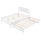 Letto a piattaforma in legno di pino a grandezza naturale con letto estraibile regolabile, struttura del letto moderna in legno massello