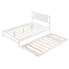 Letto a piattaforma in legno di pino a grandezza naturale con letto estraibile regolabile, struttura del letto moderna in legno massello