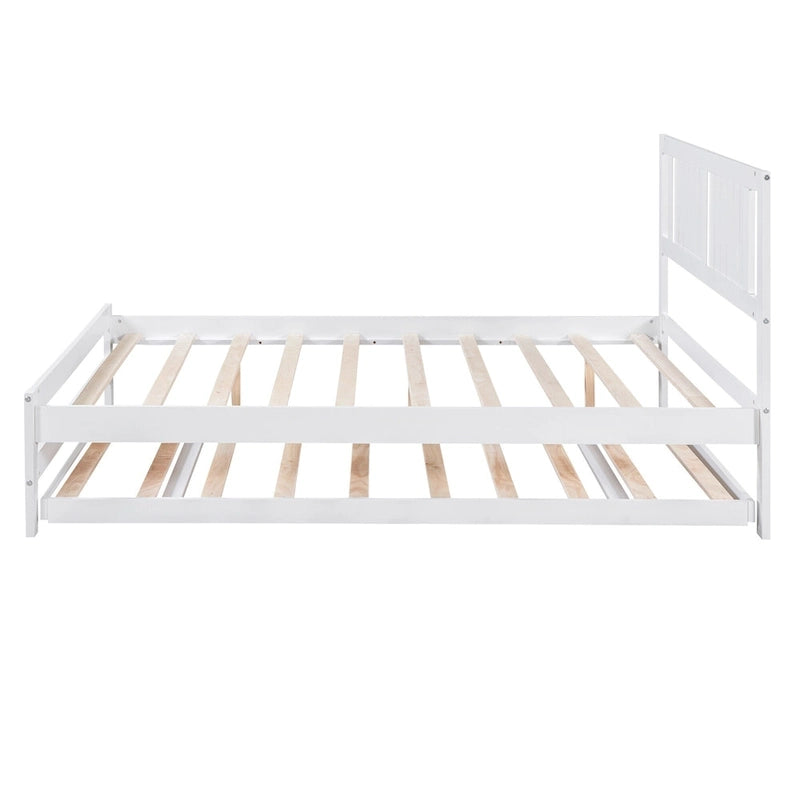 Letto a piattaforma in legno di pino a grandezza naturale con letto estraibile regolabile, struttura del letto moderna in legno massello