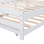 Letto a piattaforma in legno di pino a grandezza naturale con letto estraibile regolabile, struttura del letto moderna in legno massello