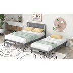 Letto a piattaforma in legno di pino a grandezza naturale con letto estraibile regolabile, struttura del letto moderna in legno massello
