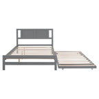 Letto a piattaforma in legno di pino a grandezza naturale con letto estraibile regolabile, struttura del letto moderna in legno massello