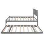 Letto a piattaforma in legno di pino a grandezza naturale con letto estraibile regolabile, struttura del letto moderna in legno massello