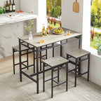 Set da pranzo da 5 pezzi in stile rustico con tavolo rettangolare e 4 sgabelli alti