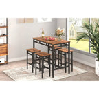 Set da pranzo da 5 pezzi in stile rustico con tavolo rettangolare e 4 sgabelli alti