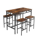 Set da pranzo da 5 pezzi in stile rustico con tavolo rettangolare e 4 sgabelli alti