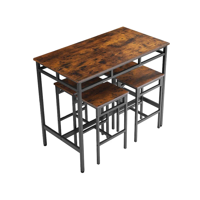 Set da pranzo da 5 pezzi in stile rustico con tavolo rettangolare e 4 sgabelli alti