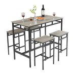 Set da pranzo da 5 pezzi in stile rustico con tavolo rettangolare e 4 sgabelli alti