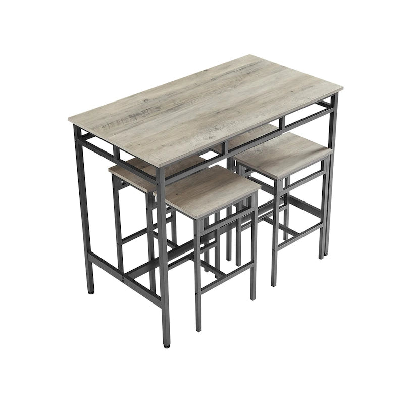 Set da pranzo da 5 pezzi in stile rustico con tavolo rettangolare e 4 sgabelli alti