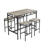 Set da pranzo da 5 pezzi in stile rustico con tavolo rettangolare e 4 sgabelli alti