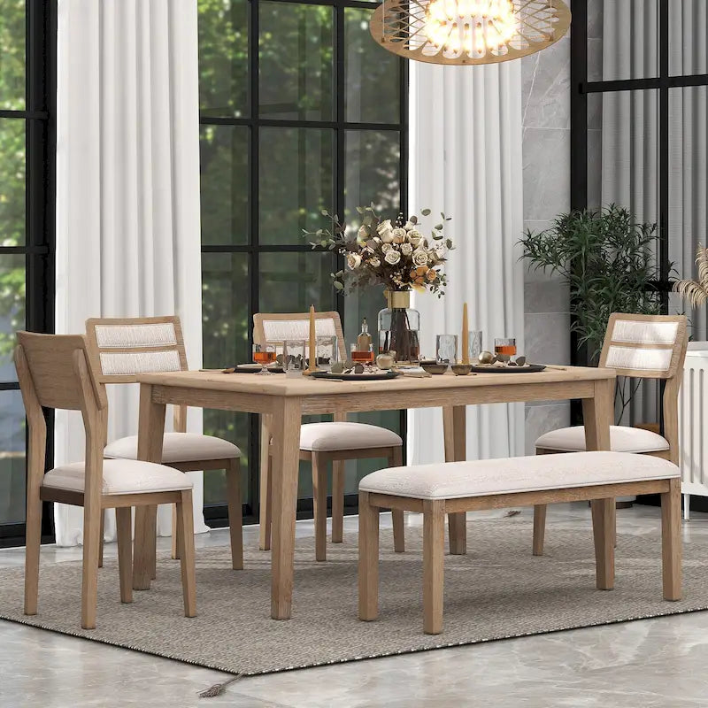 Tavolo da Pranzo in Legno con Base Trapezoidale e Finitura Classica