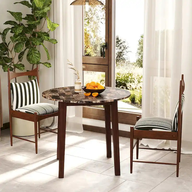 Tavolo da pranzo rotondo da 35" – Marrone, Bianco o Nero, Design moderno e compatto