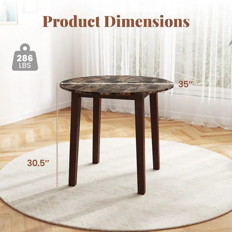 Tavolo da pranzo rotondo da 35" – Marrone, Bianco o Nero, Design moderno e compatto