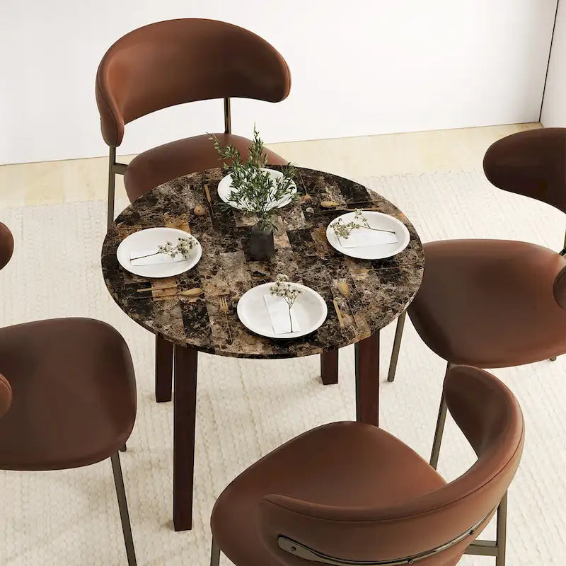 Tavolo da pranzo rotondo da 35" – Marrone, Bianco o Nero, Design moderno e compatto