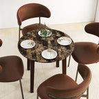Tavolo da pranzo rotondo da 35" – Marrone, Bianco o Nero, Design moderno e compatto