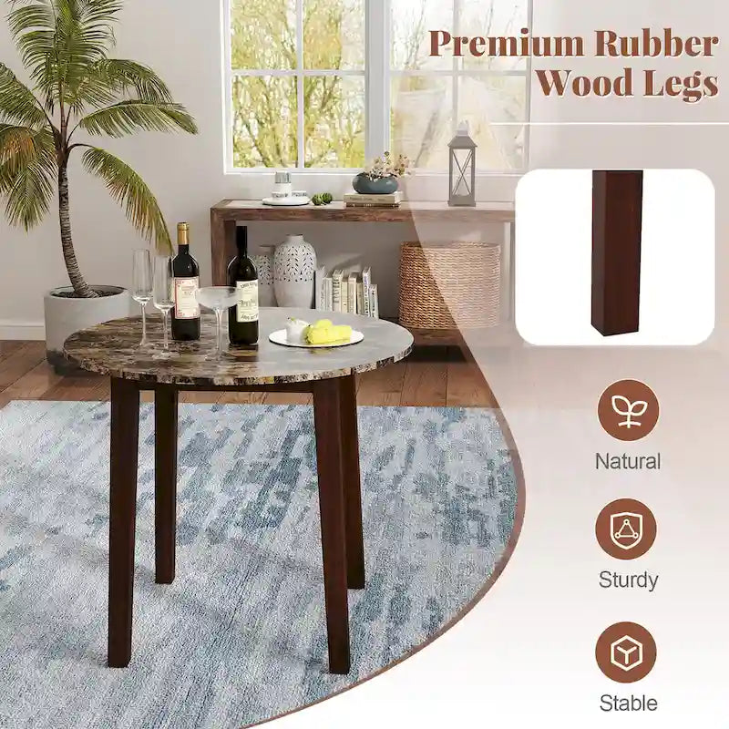 Tavolo da pranzo rotondo da 35" – Marrone, Bianco o Nero, Design moderno e compatto