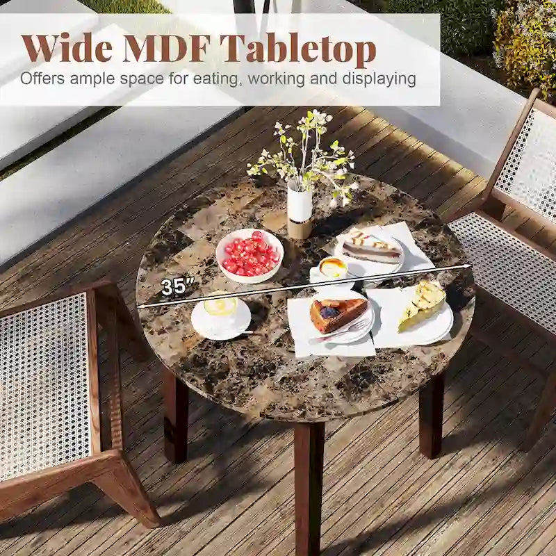 Tavolo da pranzo rotondo da 35" – Marrone, Bianco o Nero, Design moderno e compatto