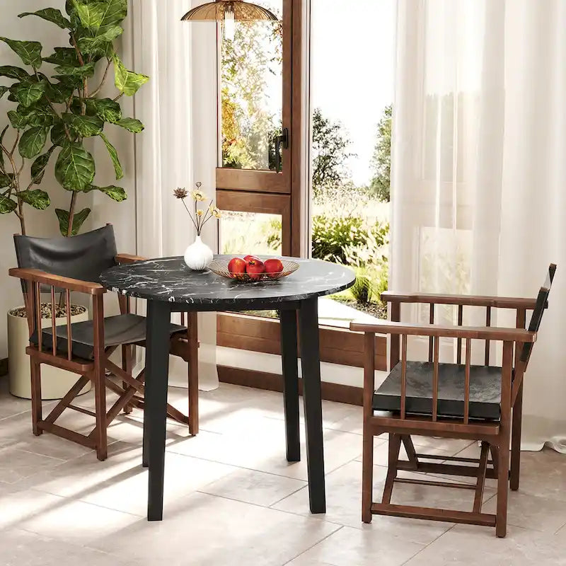 Tavolo da pranzo rotondo da 35" – Marrone, Bianco o Nero, Design moderno e compatto