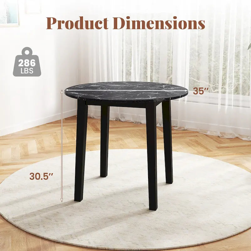 Tavolo da pranzo rotondo da 35" – Marrone, Bianco o Nero, Design moderno e compatto