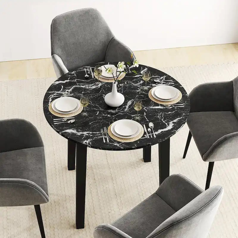Tavolo da pranzo rotondo da 35" – Marrone, Bianco o Nero, Design moderno e compatto
