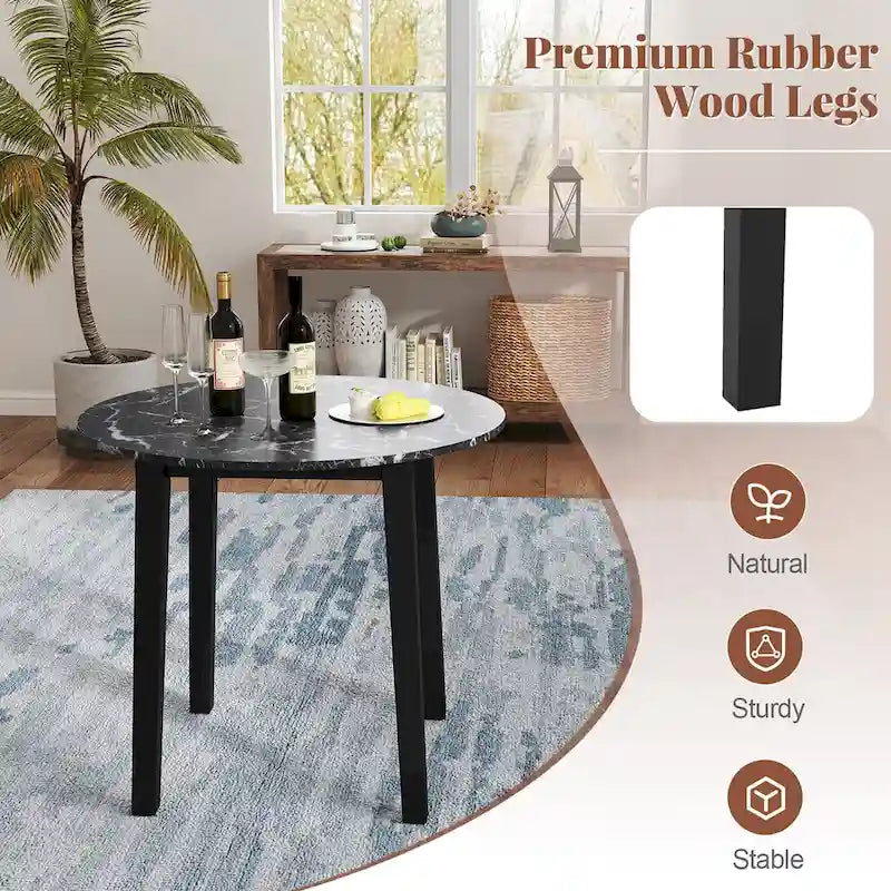 Tavolo da pranzo rotondo da 35" – Marrone, Bianco o Nero, Design moderno e compatto
