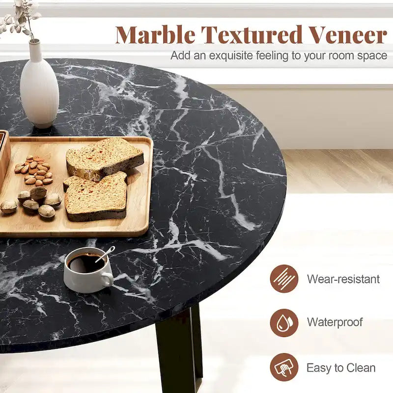 Tavolo da pranzo rotondo da 35" – Marrone, Bianco o Nero, Design moderno e compatto