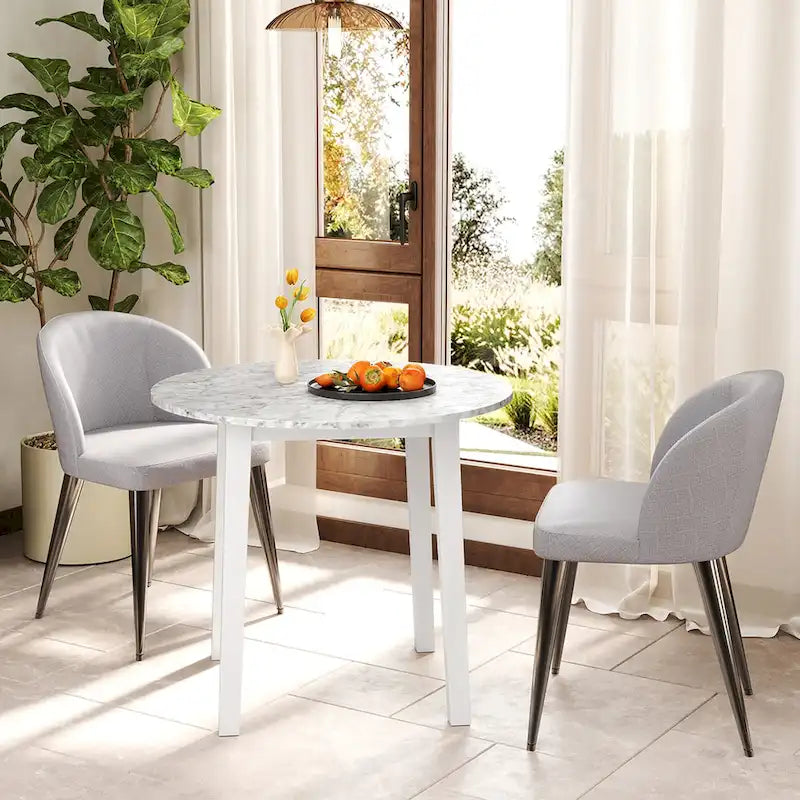 Tavolo da pranzo rotondo da 35" – Marrone, Bianco o Nero, Design moderno e compatto