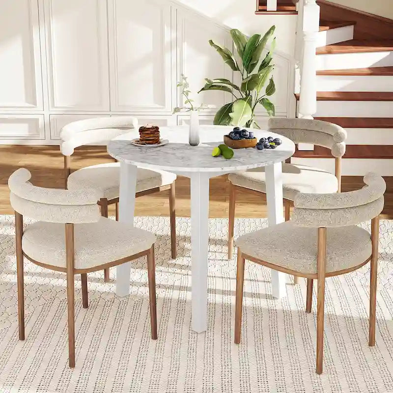 Tavolo da pranzo rotondo da 35" – Marrone, Bianco o Nero, Design moderno e compatto