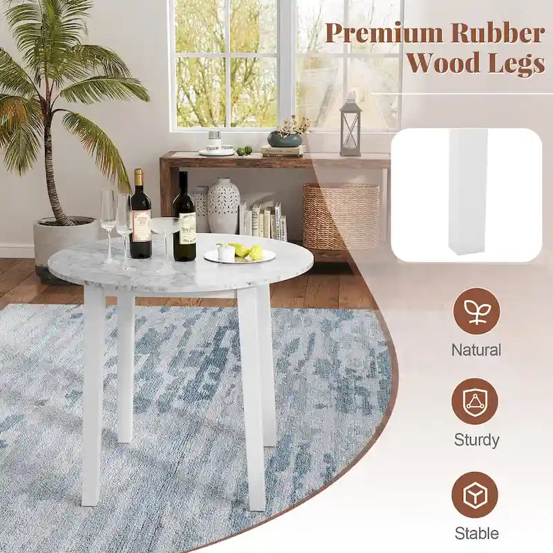 Tavolo da pranzo rotondo da 35" – Marrone, Bianco o Nero, Design moderno e compatto