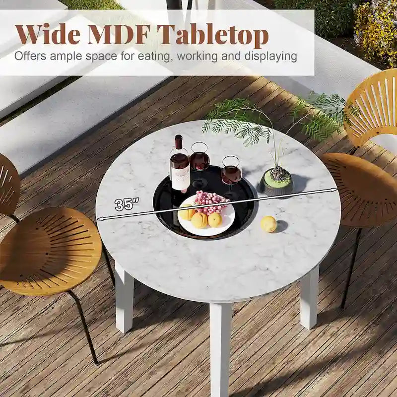 Tavolo da pranzo rotondo da 35" – Marrone, Bianco o Nero, Design moderno e compatto